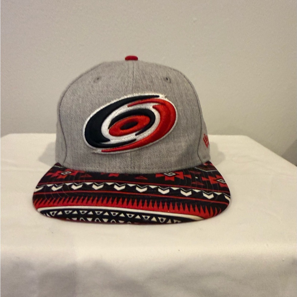 Carolina Hurricanes Grey Snapback Hat with Patterned Brim
